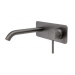 Kaya Wall Basin/Bath Mixer Set, Gun Metal, Square Plate, 160mm Outlet